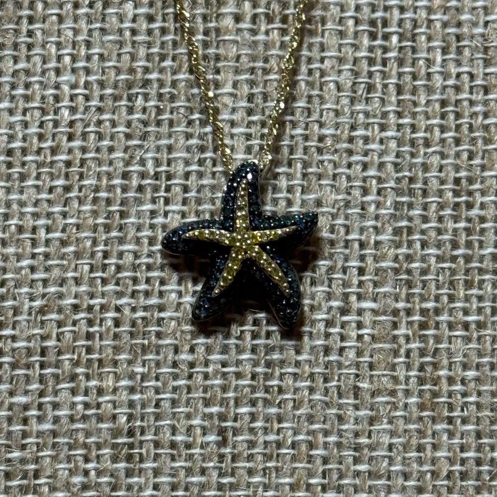Blue & Yellow Sapphire Starfish Necklace